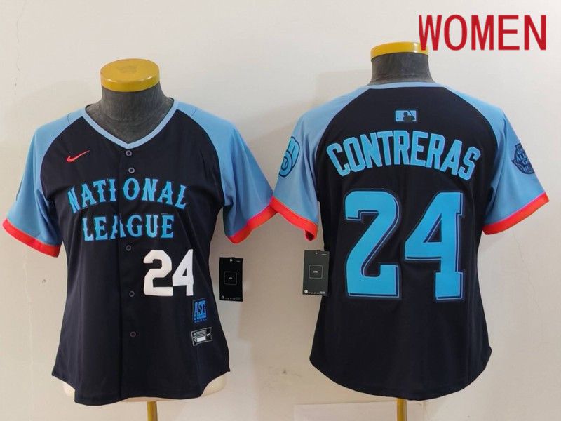 Women Milwaukee Brewers #24 Contreras Blue All star 2024 Nike MLB Jersey style 2